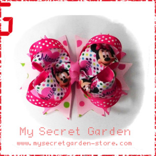 Minnie Mouse Grosgrain Ribbon Girls 4" Boutique Bow Hair Bows ( Hair Clip or Hair Band) 